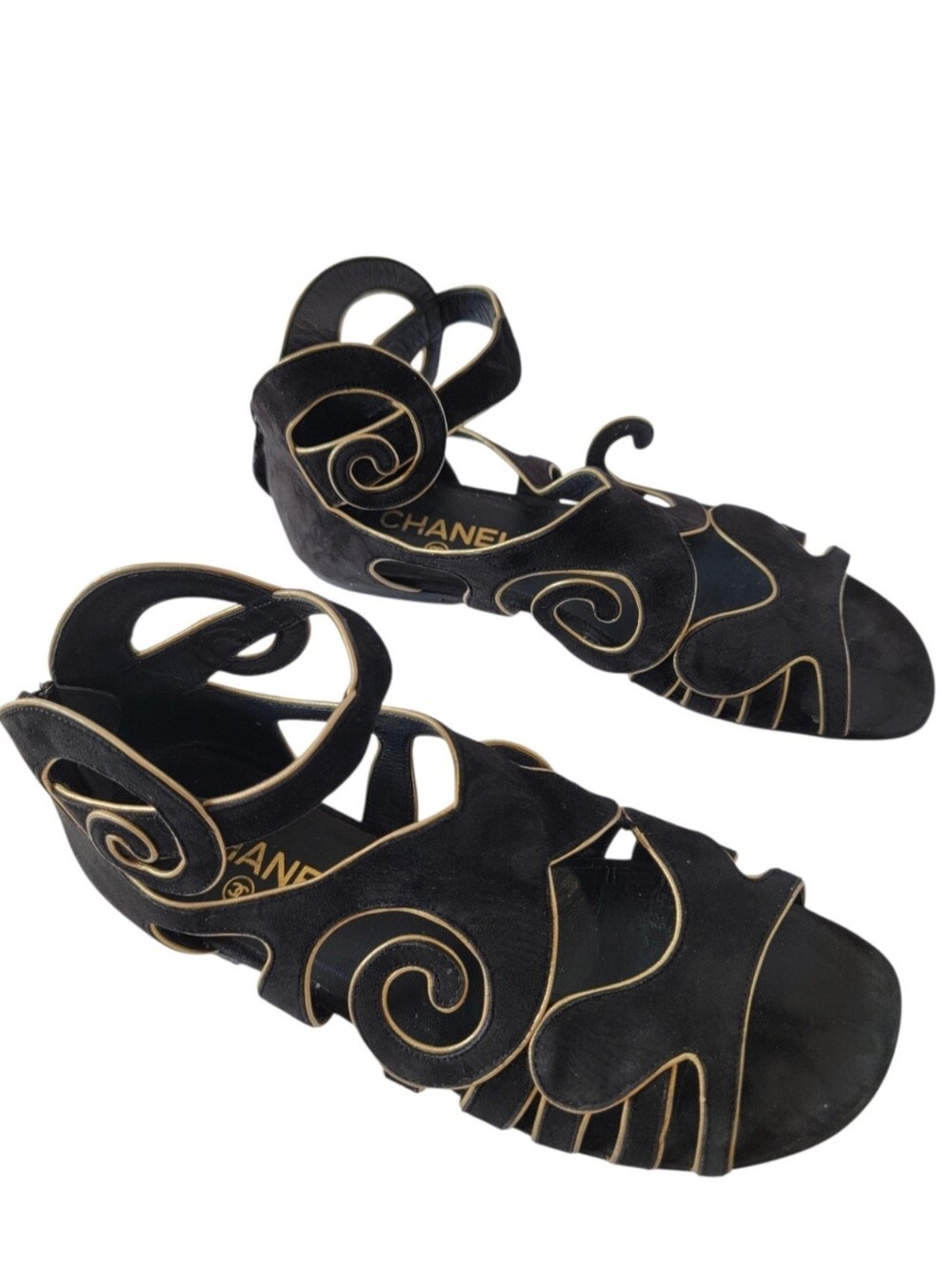 Auth CHANEL "Paris-Byzance 2011" Runway Collection Gladiator Sandal Sz 38 VTG